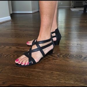 French Connection black wedge sandal
